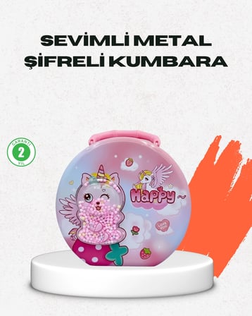 Hediye Mini Çocuk Para Kasası Güvenli Kilitli Birikim Kutusu