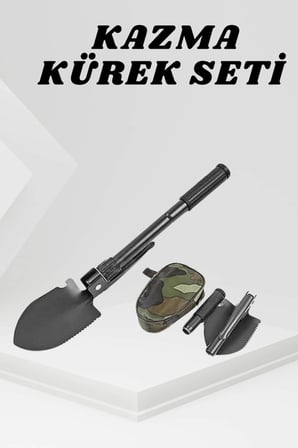 Hediye Katlanabilir Kamp Küreği Küçük Kazma Kürek Seti Pusulalı