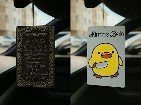 Ayetel Kürsi ve Kimine Bela Kimine Fena - İkili Oto Kokusu - Dekoratif Araç Kokusu ve Aksesuarı