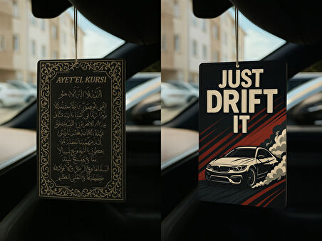 Ayetel Kürsi ve Just Drift It - İkili Oto Kokusu - Dekoratif Araç Kokusu ve Aksesuarı