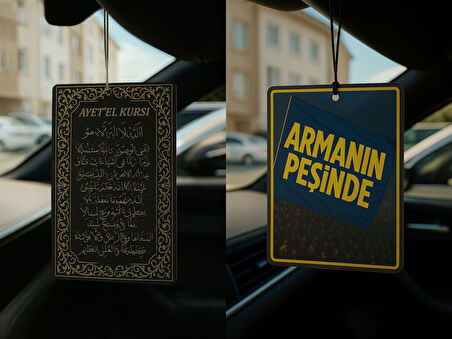 Ayetel Kürsi ve Sarı Lacivert Armanın Peşinde - İkili Oto Kokusu - Dekoratif Araç Kokusu ve Aksesuarı