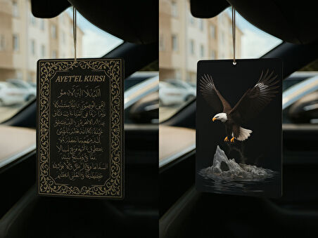 Ayetel Kürsi ve Kartal - İkili Oto Kokusu - Dekoratif Araç Kokusu ve Aksesuarı