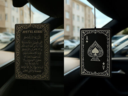 Ayetel Kürsi ve Maça As - İkili Oto Kokusu - Dekoratif Araç Kokusu ve Aksesuarı