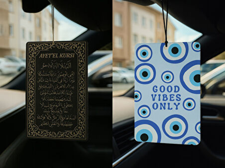 Ayetel Kürsi ve Nazar Boncuğu - İkili Oto Kokusu - Dekoratif Araç Kokusu ve Aksesuarı