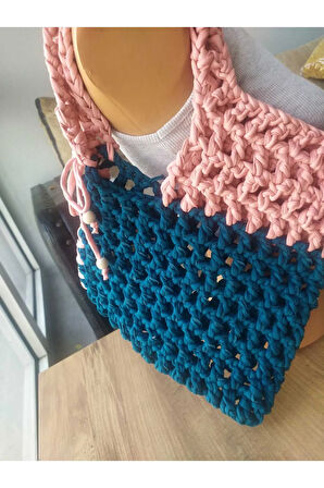 Asimetrik Yazlık File Çanta Omuz - Kol Handmade