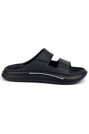 Erkek Siyah Rahat Kaymaz Taban Hafif Günlük Plaj Terlik