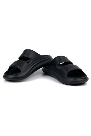 Erkek Siyah Rahat Kaymaz Taban Hafif Günlük Plaj Terlik