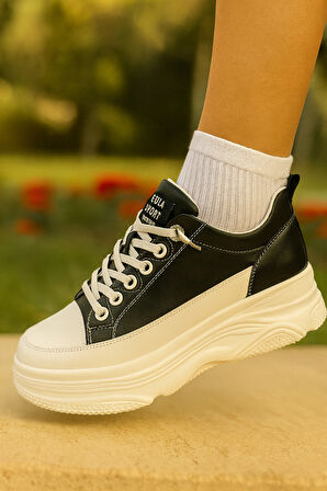 25K314 Deri gizli topuk kadın ayakkabı