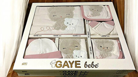 0-3 AY BEBEKLERE GAYE ORGANİK PAMUK AYICIK PANDA NAKIŞLI 10 LU SET