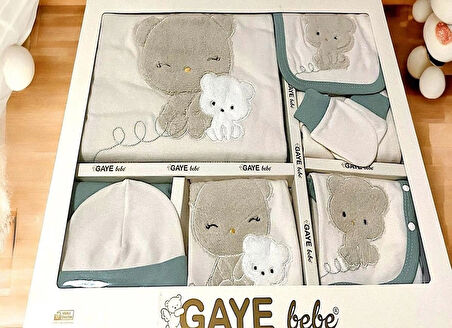 0-3 AY BEBEKLERE GAYE ORGANİK PAMUK AYICIK PANDA NAKIŞLI 10 LU SET