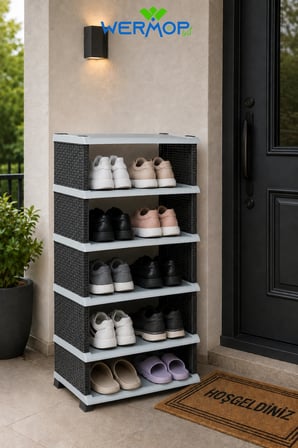 5 Katlı Rattan Görünümlü Ayakkabılık Ayakkabı Rafı Organizer