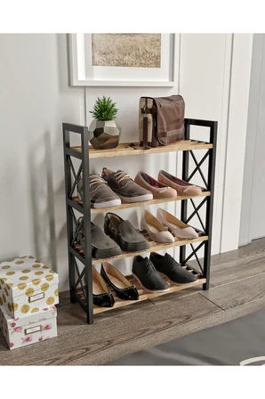 DEKORATİF (5 ÇITALI) MASİF AHŞAP PLASTİK AYAKKABILIK 4 KATLI (MDF DEĞİLDİR.mdf kolay kırılır !!!)