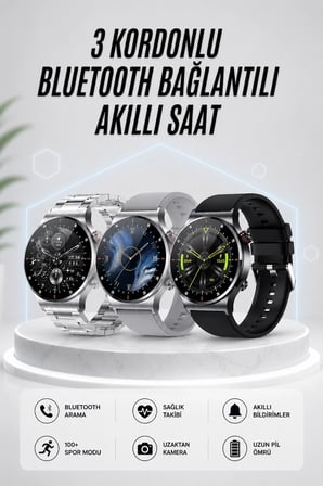 Akıllı Saat Amoled Ekran Bluetooth Bağlantılı Sesli Görüşme Nabız Ölçer