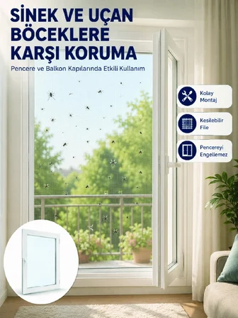 Pencere ve Balkon İçin Tek Kanatlı Kolay Takılan Sineklik