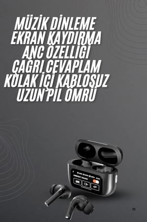 Kulak İçi Bluetooth Kulaklık Ekranlı Müzik Dinleme Çağrı Cevaplama Siyah Yeni Nesil