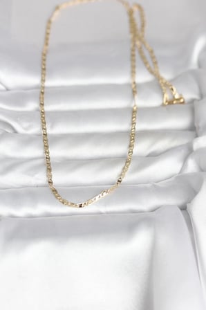 CM 14K Gold Renk Yassı Zincir Model 60 cm Kadın Kolye