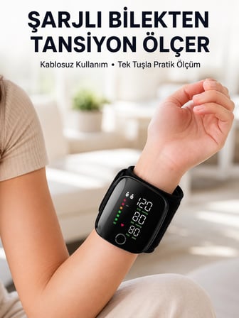 Otomatik Bilekten Tansiyon Ölçer Şarjlı Dijital Ölçüm Cihazı