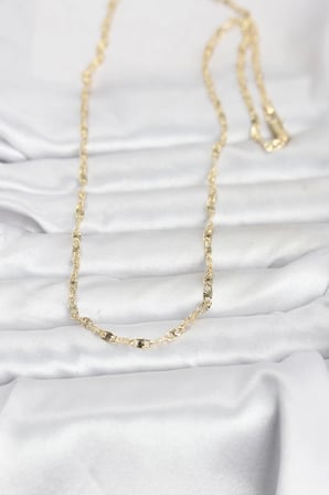 CM 14K Gold Renk Lazerli Gemici Zincir Model 60 cm Kadın Kolye