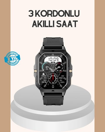 3 Kordonlu Akıllı Saat Uzun Pil Süreli