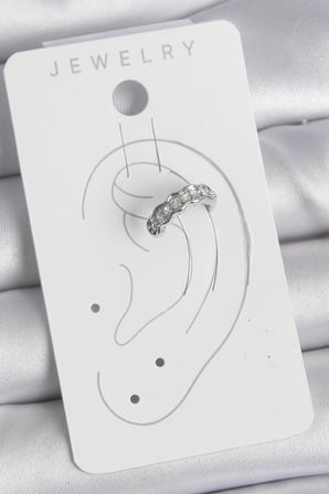 Pirinç Gümüş Renk Zirkon Taşlı Kıkırdak Model Kadın Küpe