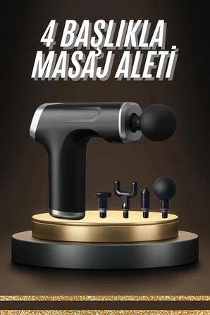 Taşınabilir Şarjlı Masaj Tabancası 4 Başlıklı Kas Rahatlatıcı Masaj Aleti