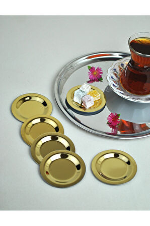 6 Adet Çelik Mini Lokumluk ve Çay Bardak Kapağı Çok Amaçlı
