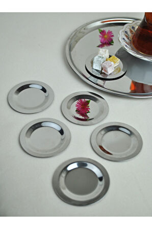 6 Adet Çelik Mini Lokumluk ve Çay Bardak Kapağı Çok Amaçlı