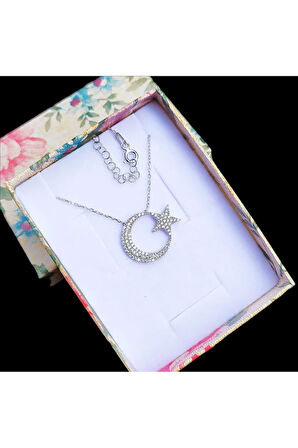 Modahilye 925 Ayar Gümüş Ayyıldız Kolye