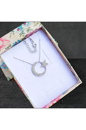 Modahilye 925 Ayar Gümüş Ayyıldız Kolye