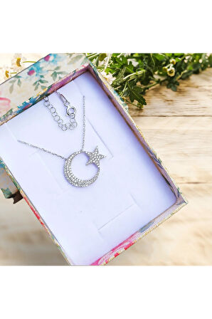 Modahilye 925 Ayar Gümüş Ayyıldız Kolye