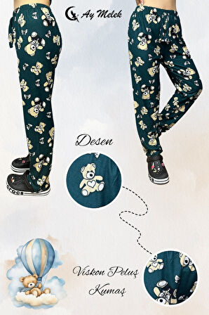 Kadın Pijama Soft Pamuklu İnce Nefes Alan Peluş Tek Alt Pijama