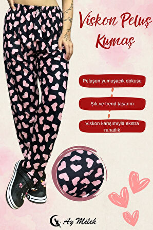 Kadın Pijama Soft Pamuklu İnce Nefes Alan Peluş Tek Alt Pijama