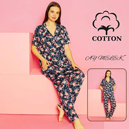 Kadın Pijama Takımı %100 Pamuklu Gömlek ve Pijama Seti