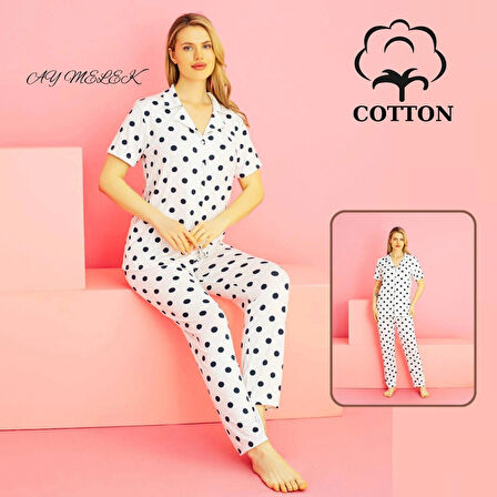 Kadın Pijama Takımı %100 Pamuklu Gömlek ve Pijama Seti