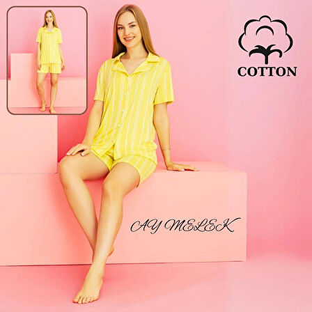 Kadın Pijama Takımı %100 Pamuklu Şort ve Pijama Seti