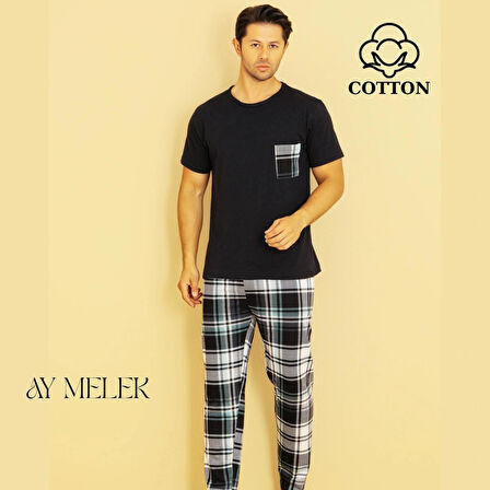 Erkek Pamuklu Pijama Takımı Cotton Gömlek ve Pijama Seti