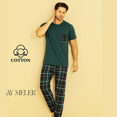 Erkek Pamuklu Pijama Takımı Cotton Gömlek ve Pijama Seti