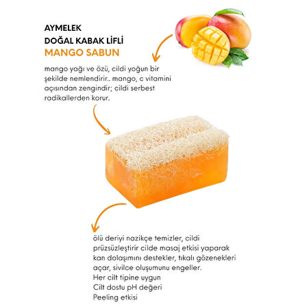 Mango Özlü Doğal Kabak Lifli Güzellik Sabunu Cilt Kırışıklık Önleyici Etkili