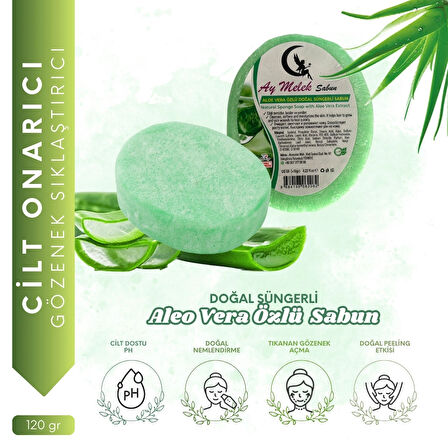 Aloe Vera Özlü Süngerli Doğal Güzellik Sabunu Cilt Kırışıklık Önleyici Etkili