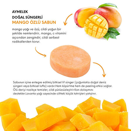MANGO Özlü Süngerli Doğal Güzellik Sabunu Cilt Kırışıklık Önleyici Etkili