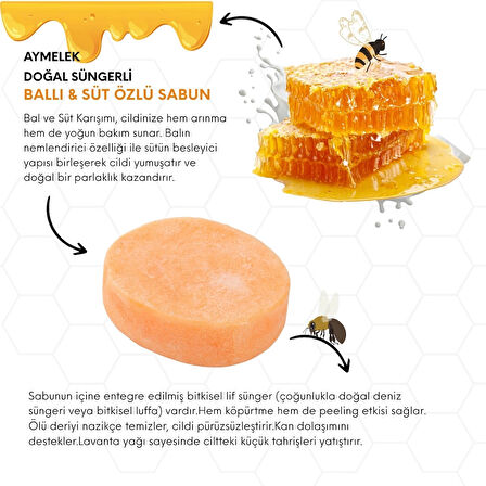 BALLI & SÜT Özlü Süngerli Doğal Güzellik Sabunu Cilt Kırışıklık Önleyici Etkili