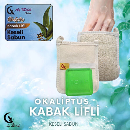 Doğal Kabak Lifli Okaliptüs Özlü Sabun Seti Doğal Kabak Lifi Banyo Kesesi - Kabak Lifli Yüz Kesesi