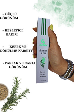 Biberiye Suyu Dökülme Karşıtı ve Saç Uzamasını Destekleyici %100 Doğal Saç Toniği