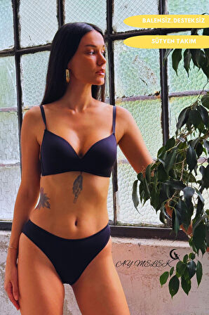 Sütyen Takımı B-Cap Balensiz Desteksiz Özel Tasarım Mikro Kumaş