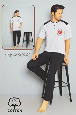 Erkek Pamuklu Pijama Takımı Cotton Gömlek ve Pijama Seti