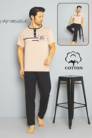 Erkek Pamuklu Pijama Takımı Cotton Gömlek ve Pijama Seti