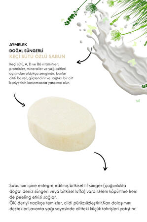 Keçi Sütü Özlü- Doğal Banyo Süngerli Sabun