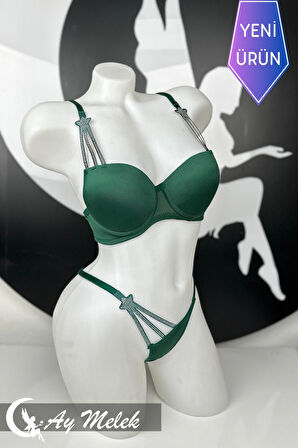 Kadın Sütyen Takımı Taşlı Yıldız Detaylı Fantazi Alt Üst Takım