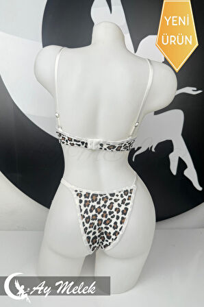 Kadın Sütyen Takımı Taşlı Yıldız Detaylı Fantazi Alt Üst Takım