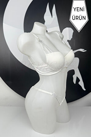 Kadın Sütyen Takımı Taşlı Yıldız Detaylı Fantazi Alt Üst Takım